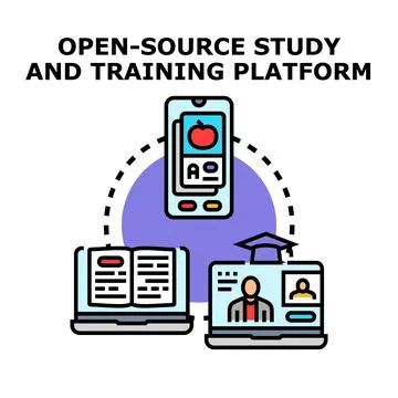 Open source study and training platform concept Stock Illustration