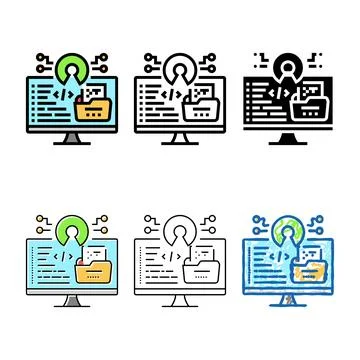 Open source stylized tech enthusiast color icon vector Stockillustratie