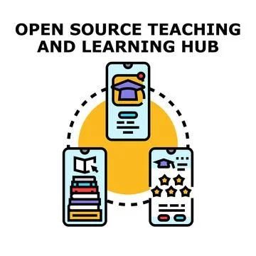 Open source teaching and learning hub concept vector Stock Illustration