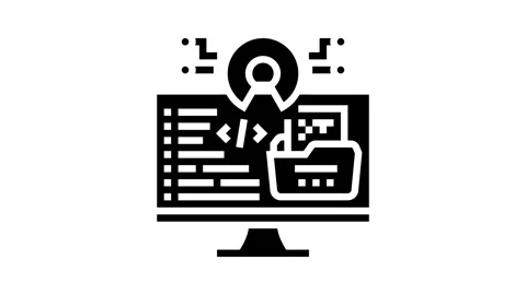 Open source tech enthusiast glyph icon animation Stock Footage 326149736
