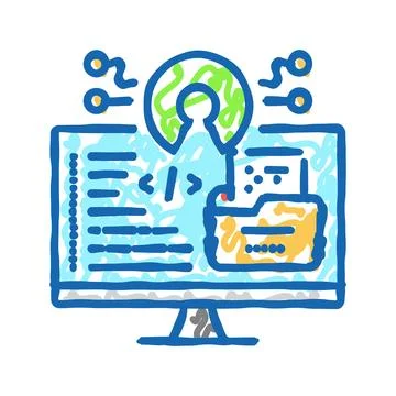 Open source tech enthusiast icon doodle illustration Illustrazione stock