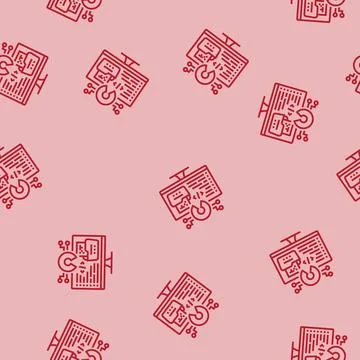 Open source tech enthusiast line seamless pattern 스톡 일러스트