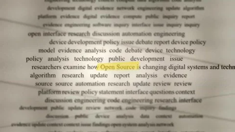 Open source technology headlines and report Stock Footage 347430511