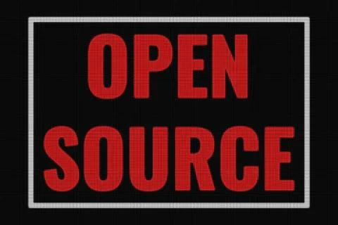 Open Source text on dark screen 스톡 사진