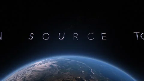 Open source tools 3D title animation on the planet Earth background Stock Footage 259569921