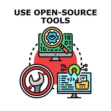 Open source tools and software development workflow Stockillustratie