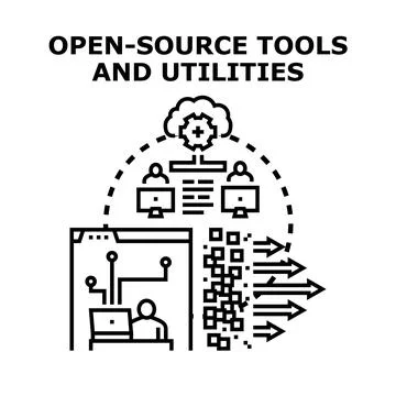 Open source tools and utilities for software development 库存插图