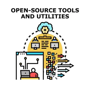 Open source tools and utilities for software development Illustrazione stock