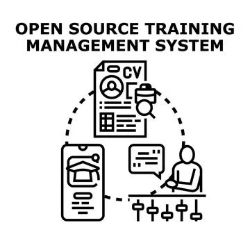Open source training management system concept vector Stock Illustration
