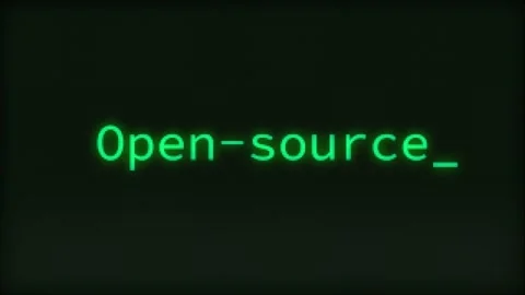 Open-source, Typing Text, Retro Computer Screen Video stock 267693137