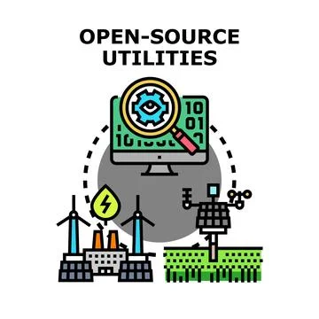 Open source utilities concept developing renewable energy technology 스톡 일러스트