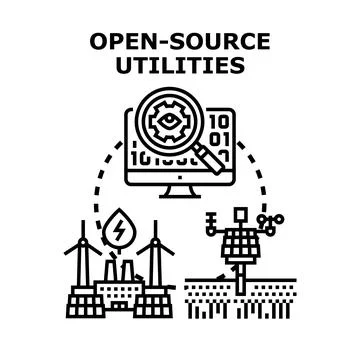 Open source utilities concept developing renewable energy technology 스톡 일러스트