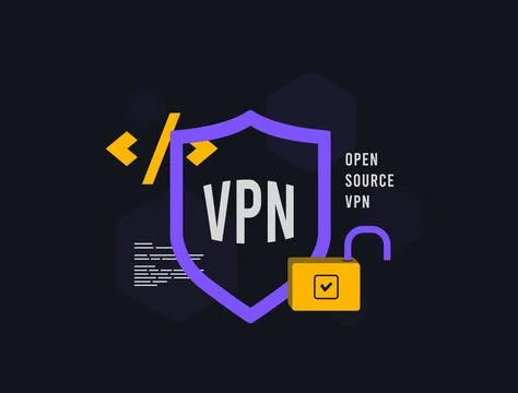 Open source VPN for encrypted connection, online privacy, secure network access Illustrazione stock