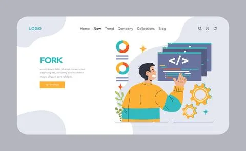 Open source web banner or landing page. Software with code available Stock Illustration