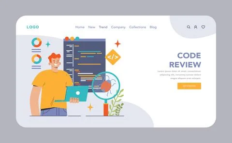 Open source web banner or landing page. Software with code available Stock Illustration