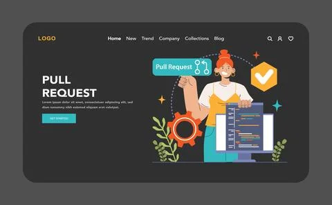 Open source web banner or landing page dark or night mode. Stock Illustration