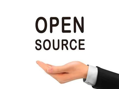 Open source word holding by realistic hand Stockillustratie