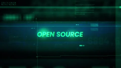 Open Source Word on Noise Glitch Error technology futuristic data background Stock Footage 343589824