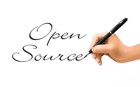 Open source words written by 3d hand Stock Illustration