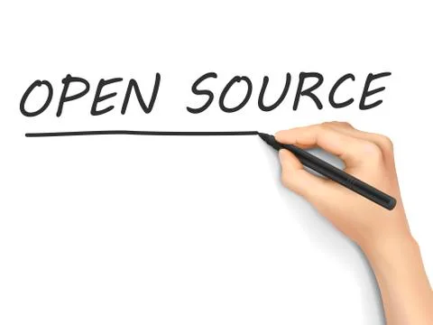Open source words written by 3d hand Stock Illustration