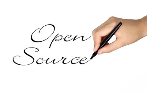 Open source words written by human hand 스톡 사진