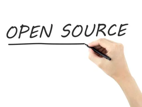 Open source words written by man's hand 스톡 사진