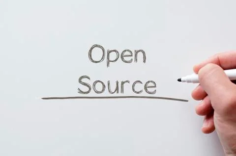 Open source written on whiteboard Stock Photos