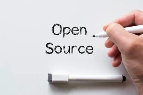 Open source written on whiteboard Stock Photos
