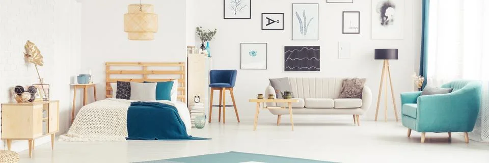 Open space interior with posters Stock Photos