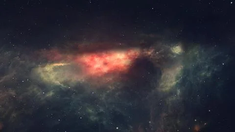 Open space. Outer space gas clouds. Cosmos neutral background. 3D render. Stock Illustration