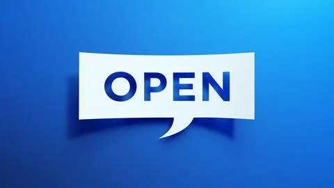 Open - Speech Bubble. Minimalist Abstract Design. 3D Render. Stock Illustration
