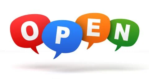 Open speech bubbles 3d concept illustration Illustrazione stock
