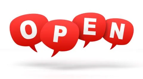 Open speech bubbles 3d concept illustration Stock Illustration