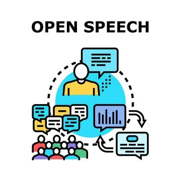 Open speech community sharing information and opinions Stock Illustration