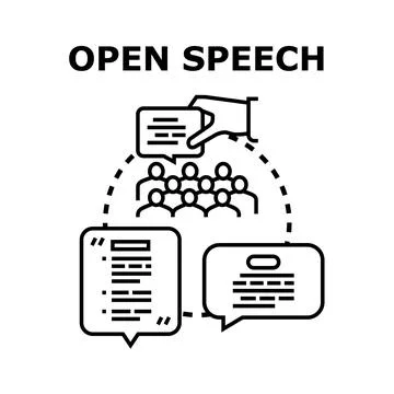 Open speech sharing ideas and public discussion communication Stock Illustration