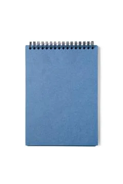 Open spiral bound notepad with craft blue sheets, isolated on white backgroun Stock Illustration