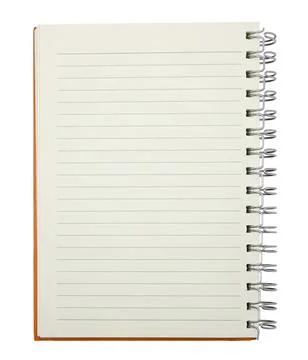 Open spiral notebook with blank lined pages for notes Stock Photos