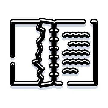 Open spiral notebook with hand drawn lines Stock Illustration
