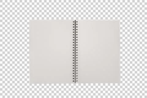 Open spiral notebook isolated with clipping path for mockup. Blank spiral no 写真素材