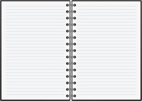 An open spiral notebook with lined paper, ready for notes, ideas, plans or .. Stock Illustration