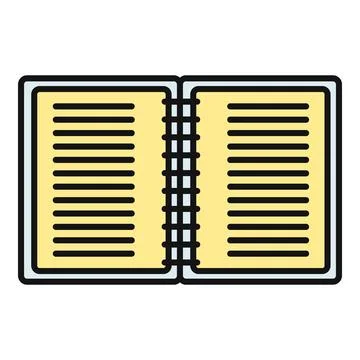 Open spiral notebook with lined yellow paper Stock Illustration
