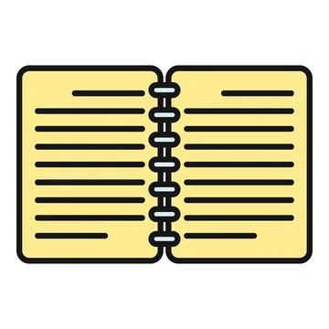Open spiral notebook with lines for writing notes Illustrazione stock