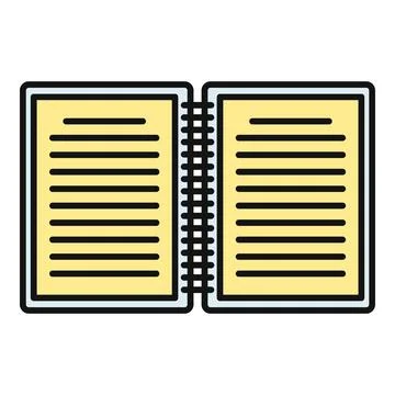 Open spiral notebook showing pages with text lines Stock Illustration