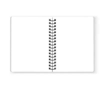 Open spiral notebook on white background vector Stock Illustration