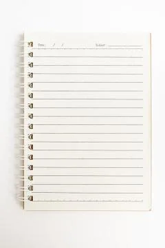 Open spiral notebook on white background Stock Photos