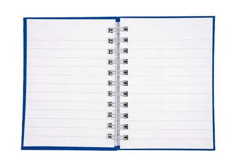 Open Spiral Notebook on White Background Stock Photos