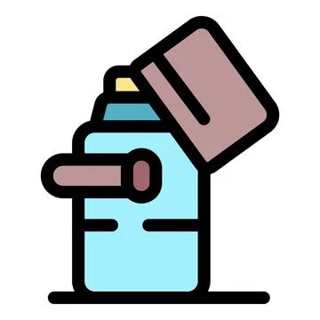 Open spray paint can with lid and nozzle spraying Stock Illustration