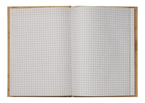 Open spread of a blank notebook or grid-lined notebook on an isolated backg.. Stock Photos