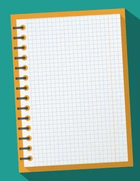 Open squared realistic notepad notebook with spiral and long shadow on gray Stock Illustration