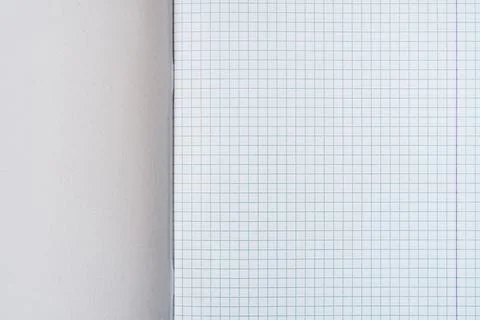 Open squared school notebook, close up view Foto stock